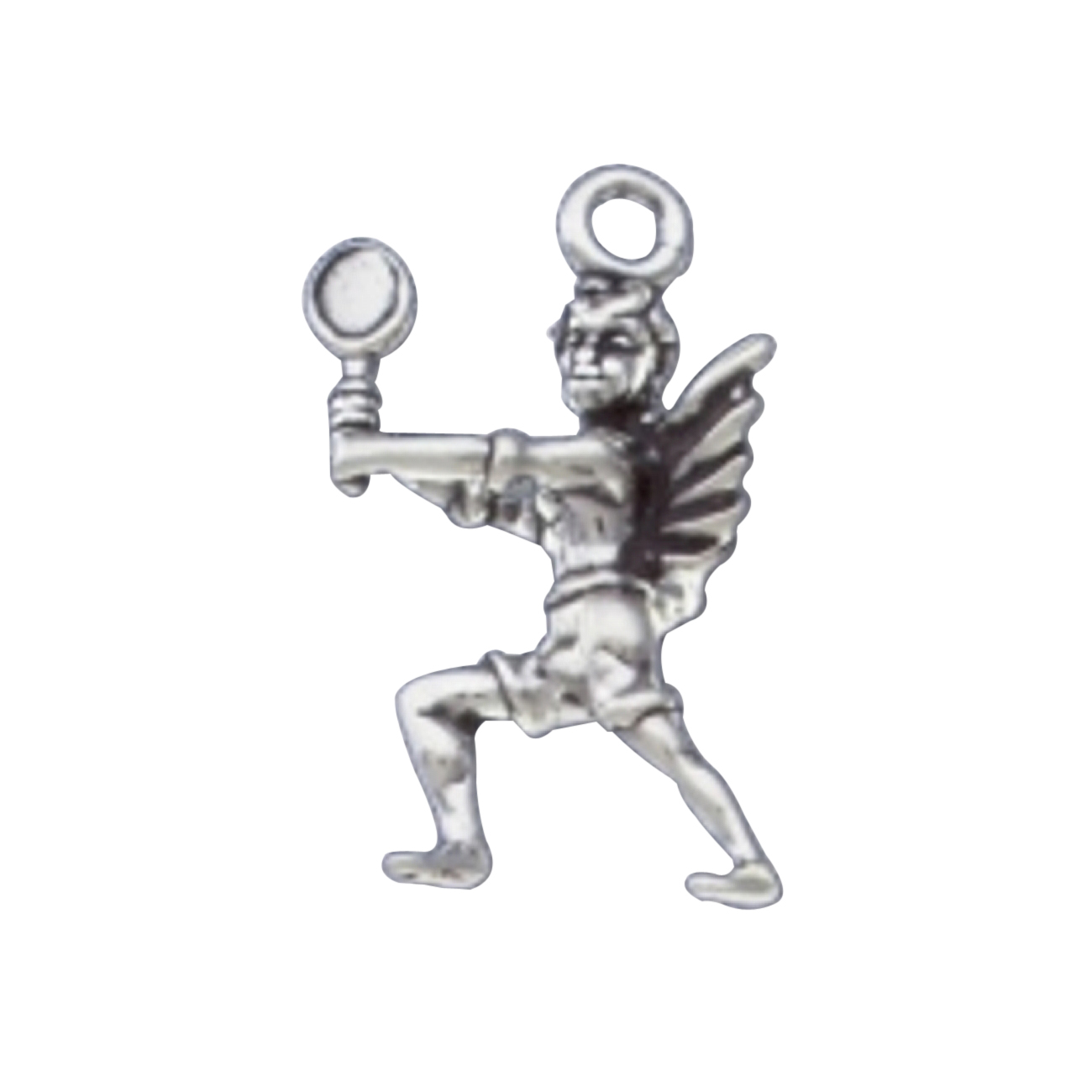 3D Angel With Wings Holding Tennis Racket Charm 3D Angel With Wings Holding Tennis Racket Charm