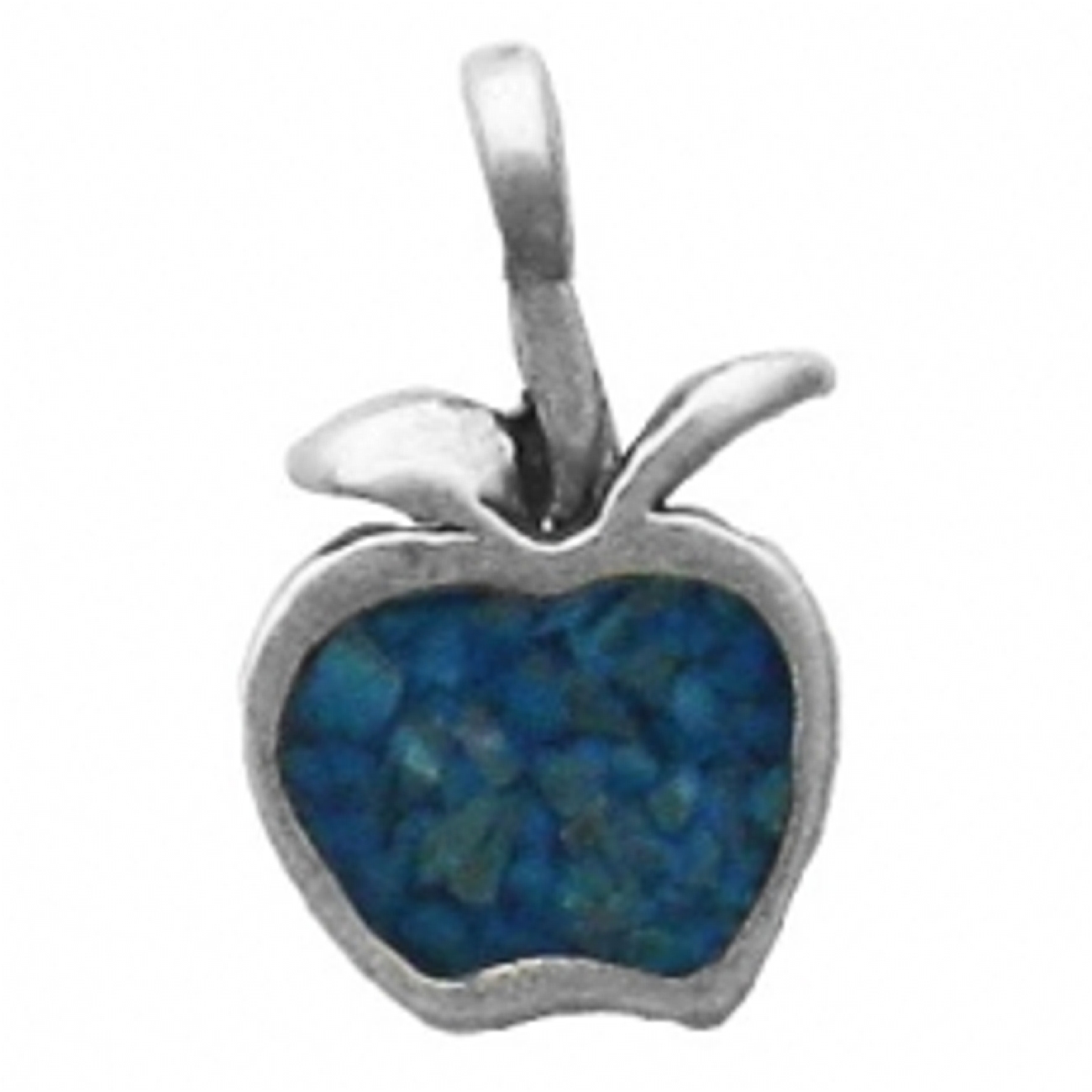 Mini Simulated Blue Turquoise Inlay Apple Charm