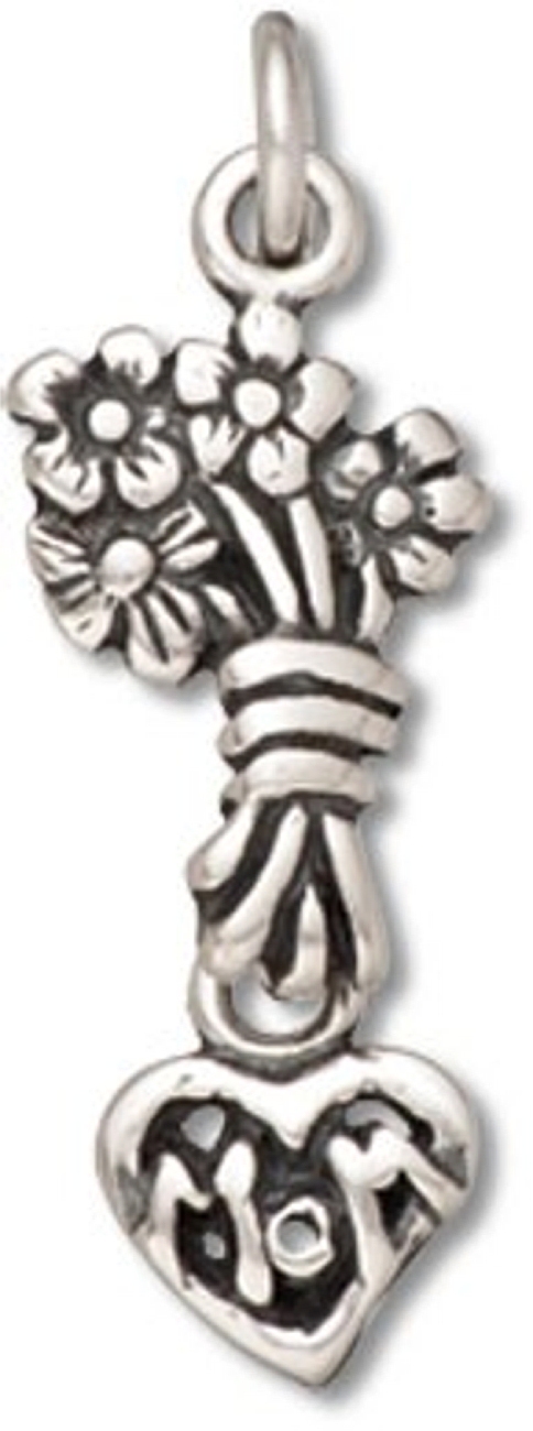 Bunch Of Tied Daisy Flowers With Dangling Mom Heart Charm Bunch Of Tied Daisy Flowers With Dangling Mom Heart Charm