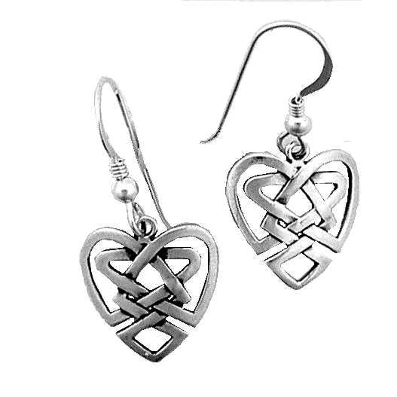 9/16" Celtic Weave Heart Knot Dangle Earrings 9/16" Celtic Weave Heart Knot Dangle Earrings