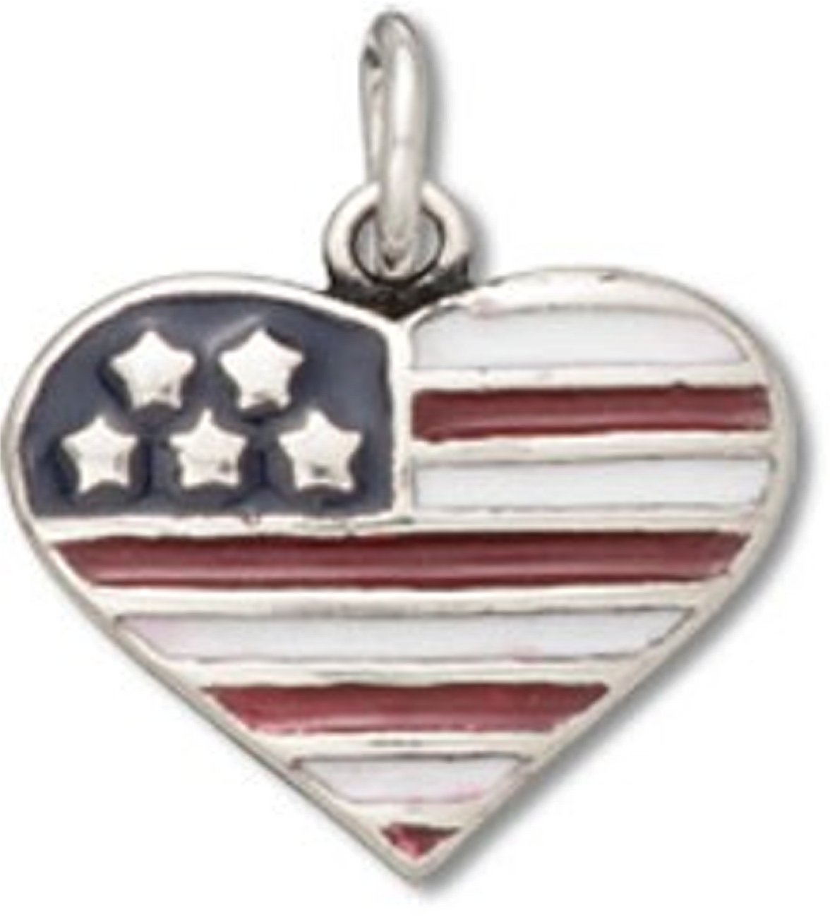 Enameled Red White And Blue Flag With Stars Inside Heart Charm Enameled Red White And Blue Flag With Stars Inside Heart Charm