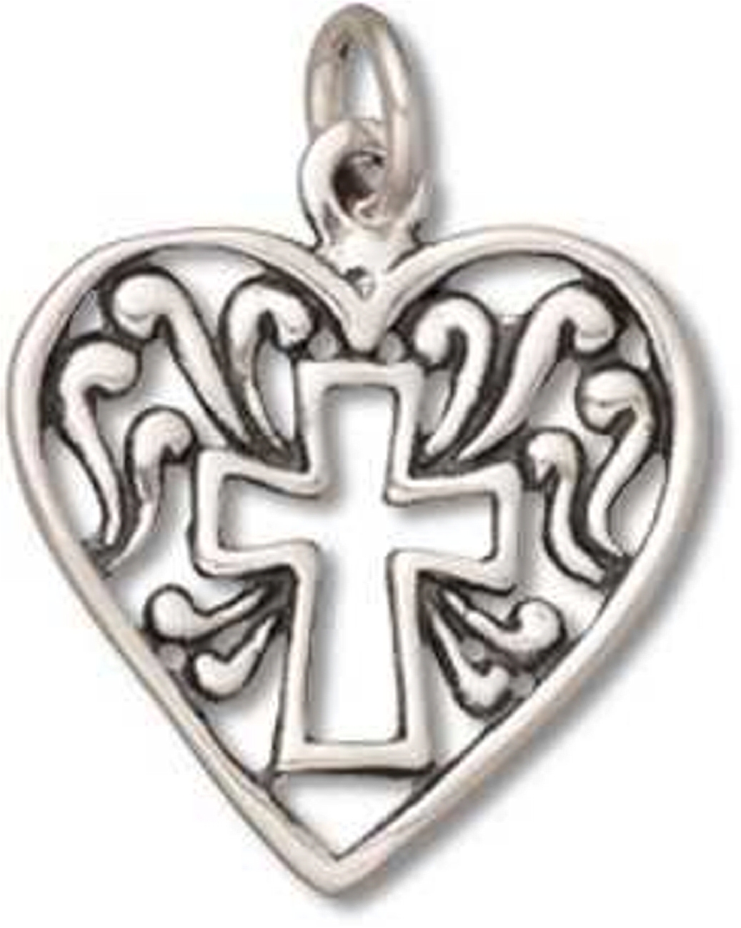 Filigree Heart Shape With Center Cross Charm