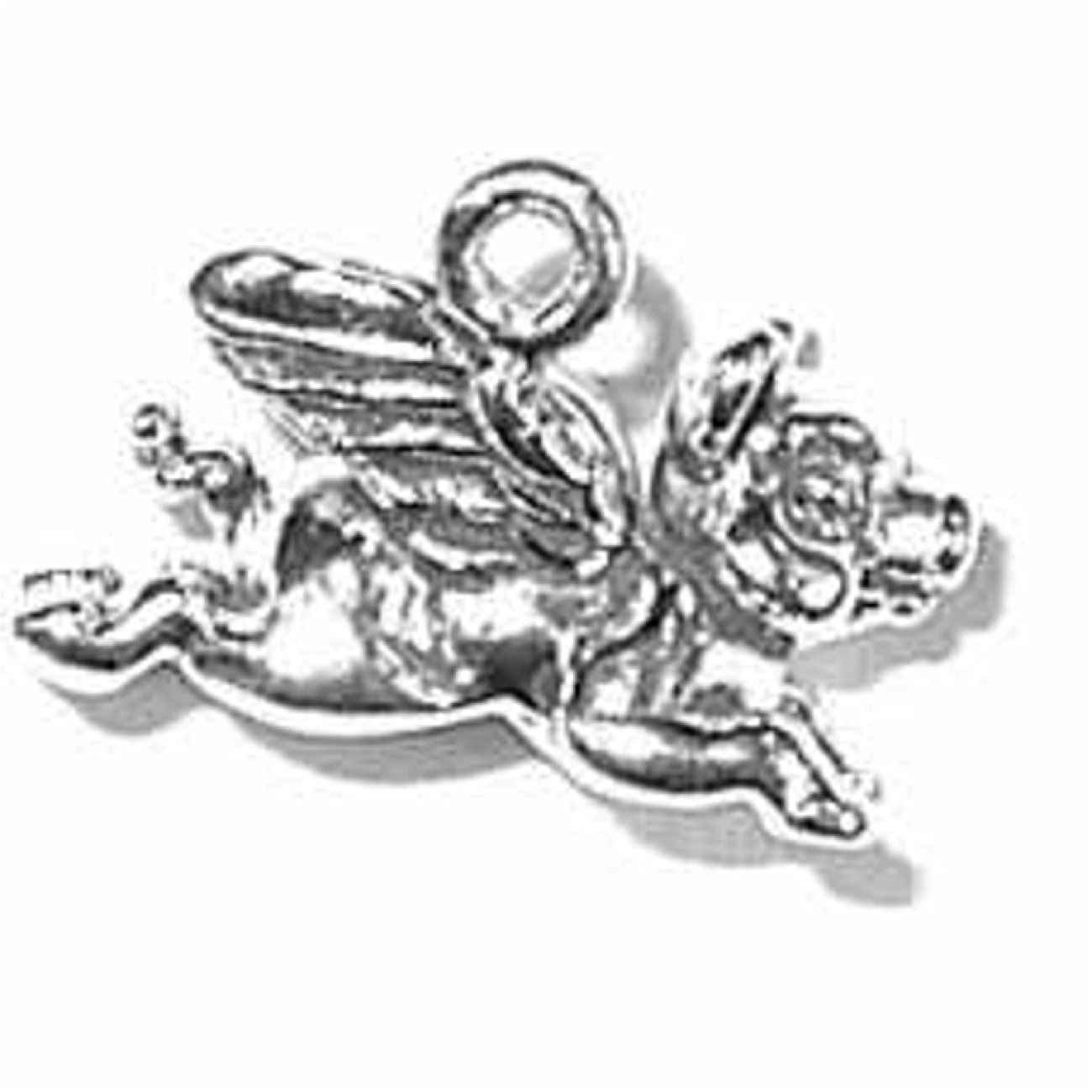 Sterling Silver 3D Flying Pig Charm Sterling Silver 3D Flying Pig Charm