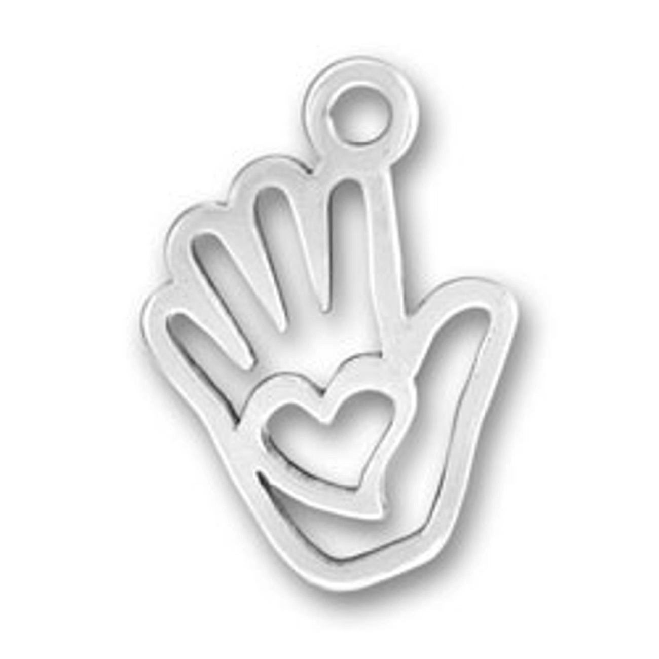 Heart In Palm Of Hand Outline Charm Heart In Palm Of Hand Outline Charm