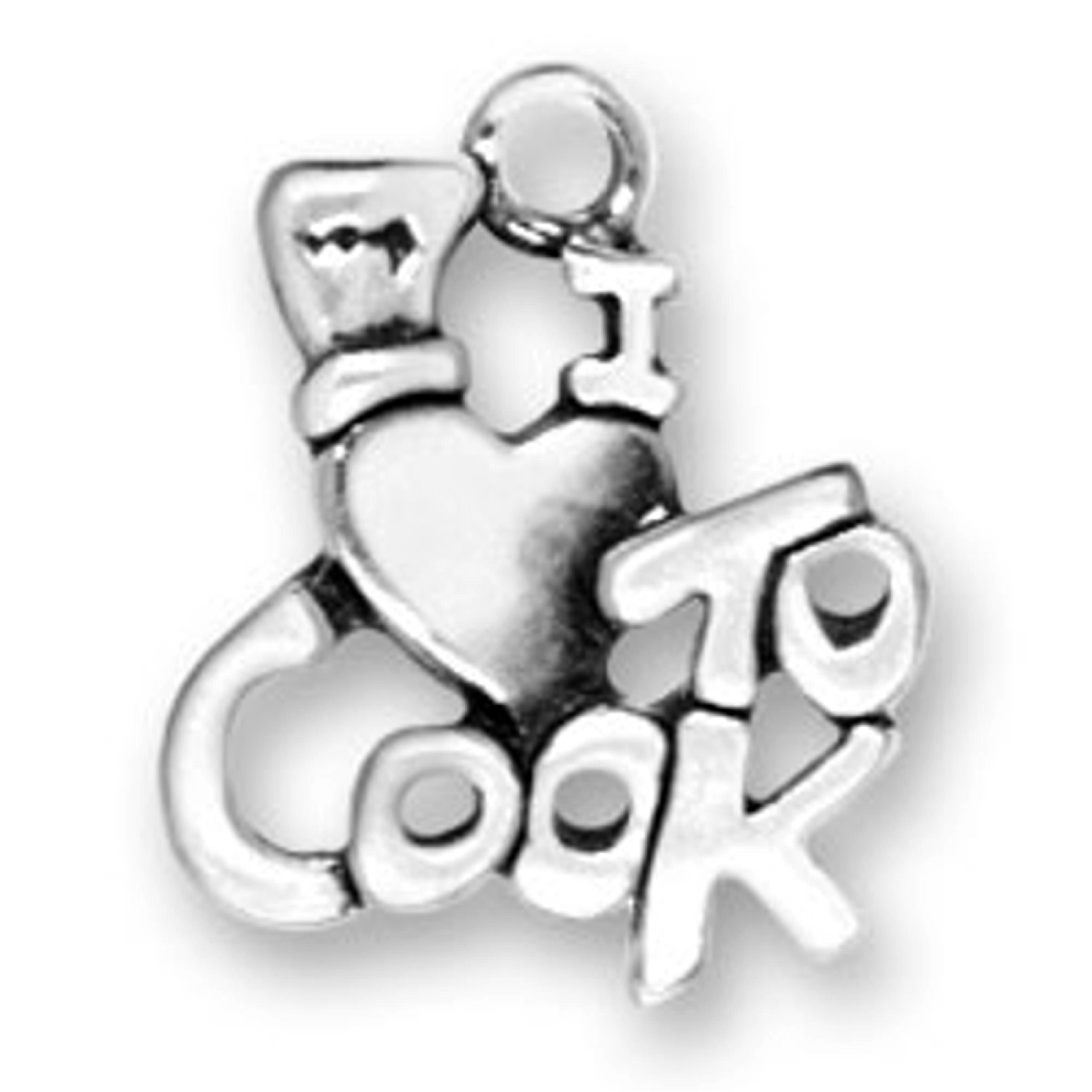 I HEART LOVE TO COOK With Chef Hat Charm I HEART LOVE TO COOK With Chef Hat Charm