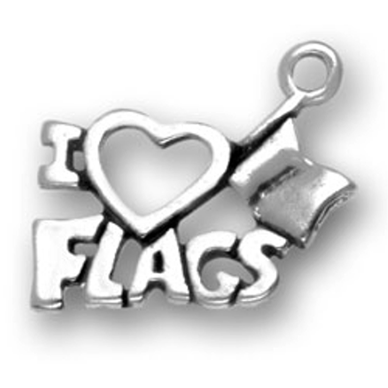 I HEART Love FLAGS With Flag Pole Charm I HEART Love FLAGS With Flag Pole Charm