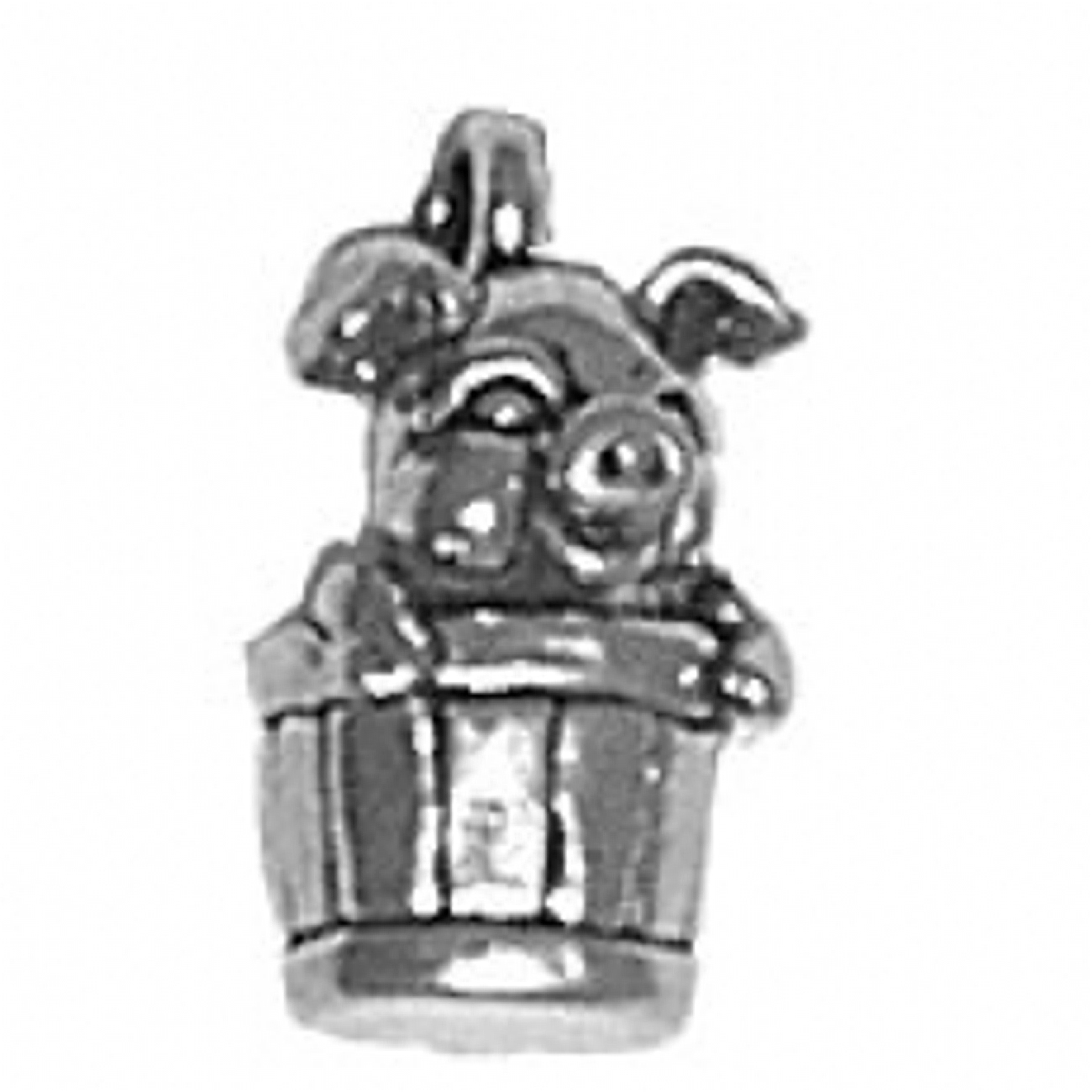 Pig In A Basket 3D Charm Pig In A Basket 3D Charm