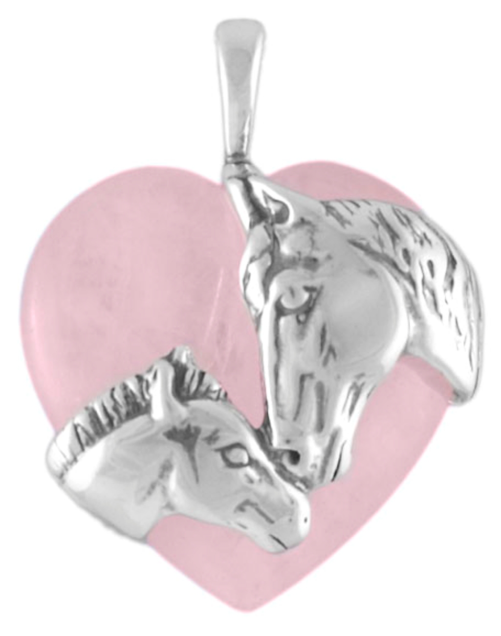 Pink Rose Quartz Heart Stone Horse And Pony Pendant Pink Rose Quartz Heart Stone Horse And Pony Pendant