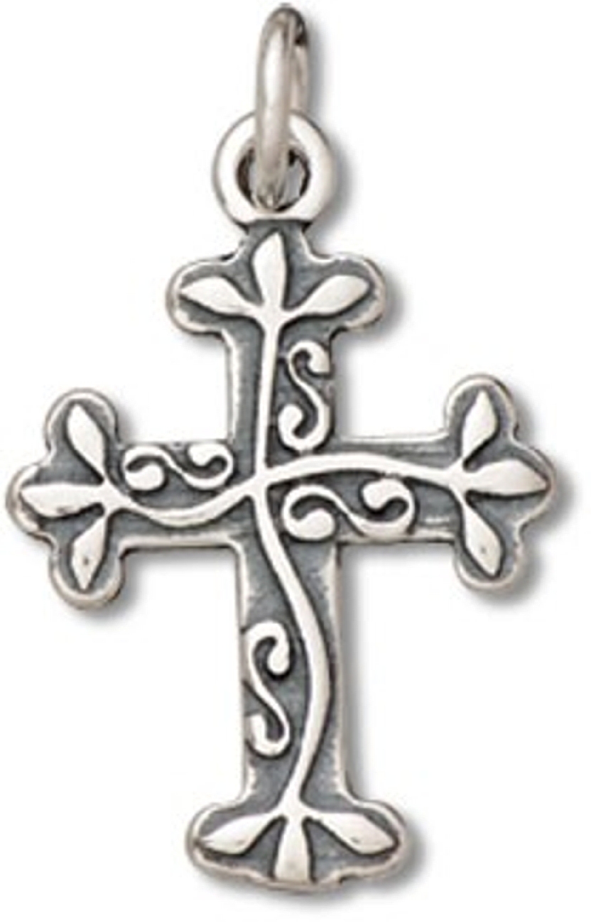 Vine Engraved Cross Charm