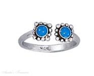 Blue Turquoise Bypass Wrap Flowers Toe Ring