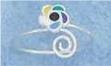 Multi Color Flower Bypass Wrap Toe Ring - Click Image to Close