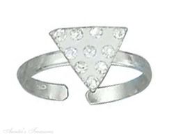 White Rhinestone Crystals Equilateral Triangle Toe Ring White Rhinestone Crystals Equilateral Triangle Toe Ring