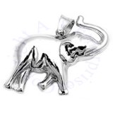 Sterling Silver Large Elephant 3D Two Sided Pendant