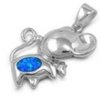 Comic Baby Elephant With Blue/Green Synthetic Opal Tummy Pendant
