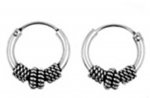 10mm Diameter Circular Braided Sides Bali Hoop Men's Earrings