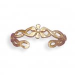 14kt Gold Plated Lightly Twisted Rope With Flower Adjustable Toe Ring