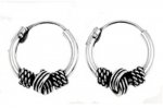 11mm Diameter Men's Braided Knot Center Bali Hoop Earrings