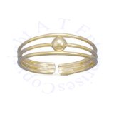 Gold Plated Beaded Three Wire Band Adjustable Toe Ring