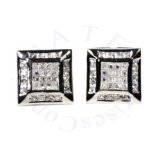 1/2" Square Sterling Silver Clear Cubic Zirconia Post Men's Earrings