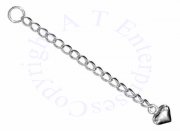 2" Inch Curb Chain Ankle Bracelet Extender Heart Split Ring