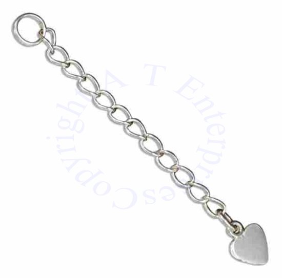 1.75" Inch Curb Chain Ankle Bracelet Extender Heart - Click Image to Close