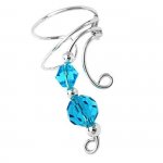 Right Only Two Blue Crystals Wave Ear Cuff Wrap