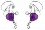 Purple Amethyst Heart Bead Wave Ear Cuff Wrap Set