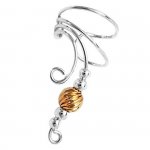 Left Only Long Curly Q Gold Filled Twist Bead Ear Cuff