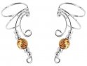Left And Right Long Curly Q Gold Filled Twist Bead Ear Cuff Set