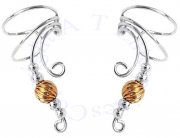 Left And Right Long Curly Q Gold Filled Twist Bead Ear Cuff Set