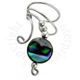 Left Only Paua Abalone Shell Round Button Bead Wave Ear Cuff Wrap