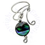 Right Only Paua Abalone Shell Round Button Bead Wave Ear Cuff Wrap