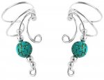 Left And Right Curly Q Turquoise Bead Ear Cuff Set