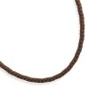 Men's 20" Stainless Steel Brown Leather Braided Necklace