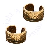 Gold Vermeil Left Or Right Pair Of Flower Design Band Middle Ear Cuffs