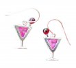 Sterling Silver Pink Cubic Zirconia Cosmopolitan Glass Earrings