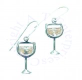 Sterling Silver Cubic Zirconia Glass Of White Wine Earrings