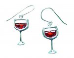 Sterling Silver Cubic Zirconia Glass Of Red Wine Earrings