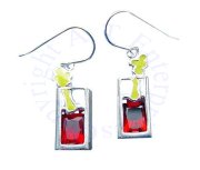 Sterling Silver Red Cubic Zirconia Bloody Mary Cocktail Earrings