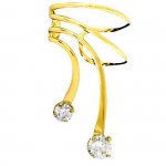 Left Only Gold Vermeil Small Large Cubic Zirconia Short Wave Ear Cuff
