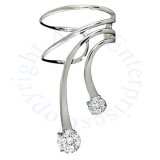 Right Only Small Large Cubic Zirconia Short Wave Ear Cuff