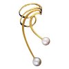 Vermeil Right Only Pierceless Long Wave White Cultured Pearl Ear Cuffs