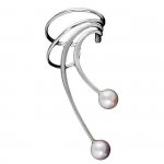 Right Only Pierceless Long Wave White Cultured Pearl Ear Cuffs