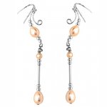 Pierceless Long Dangle White Freshwater Pearl Ear Cuff Wrap Set