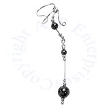 Right Only Long Dangle Gray Hematite Sphere Ear Cuff Wrap