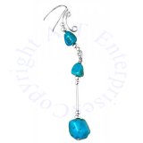 Right Only Long Dangle Blue Turquoise Stone Nuggets Ear Cuff Wrap