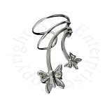 Sterling Silver Pierceless Right Only Two Butterfly Ear Cuff