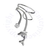 Pierceless Left Only Small Dolphin With Cubic Zirconia Ear Cuff