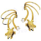 Vermeil Pierceless Left And Right Turtle Cubic Zirconia Wave Ear Cuff