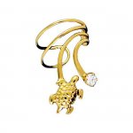 Vermeil Pierceless Right Only Turtle Cubic Zirconia Wave Ear Cuff